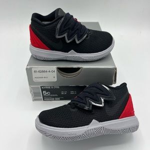 Nike Kyrie 5
Size 5c Toddler 
Brand New 
Black/Red/Grey
Original Box